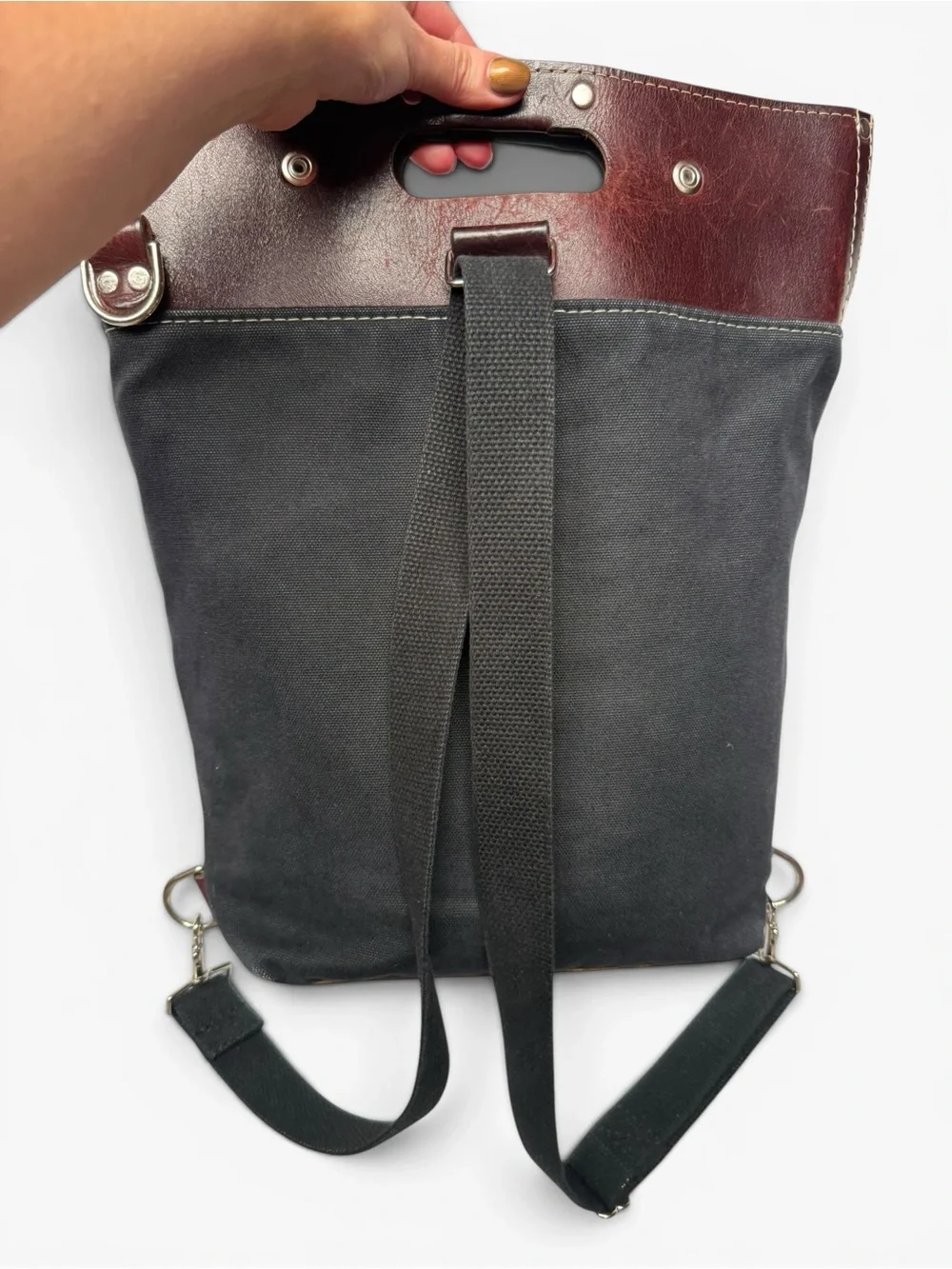 Xobruno Made in Oregon Canvas Leather Convertible Backpack Tote